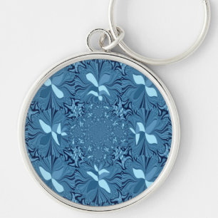 Beautiful Amazing Iridescent Blue Kaleidoscope Art Key Ring