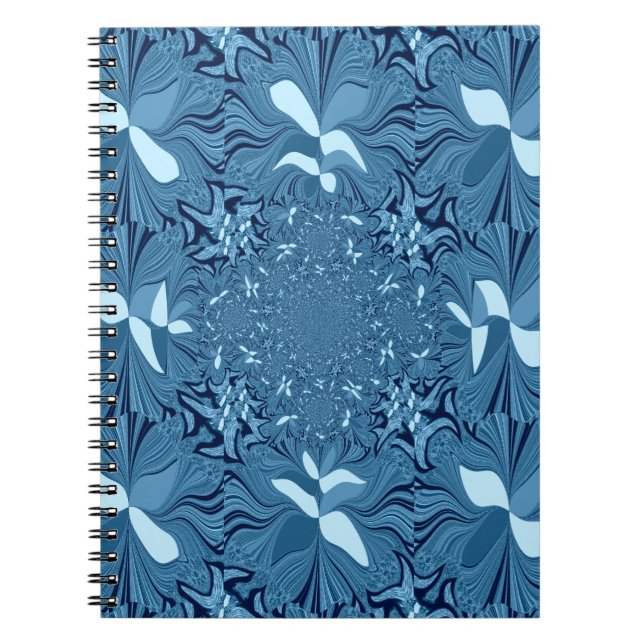 Beautiful Amazing Iridescent Blue Kaleidoscope Art Notebook (Front)