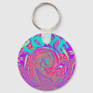 Beautiful Amazing Love Whirl Text Art Print Design Key Ring