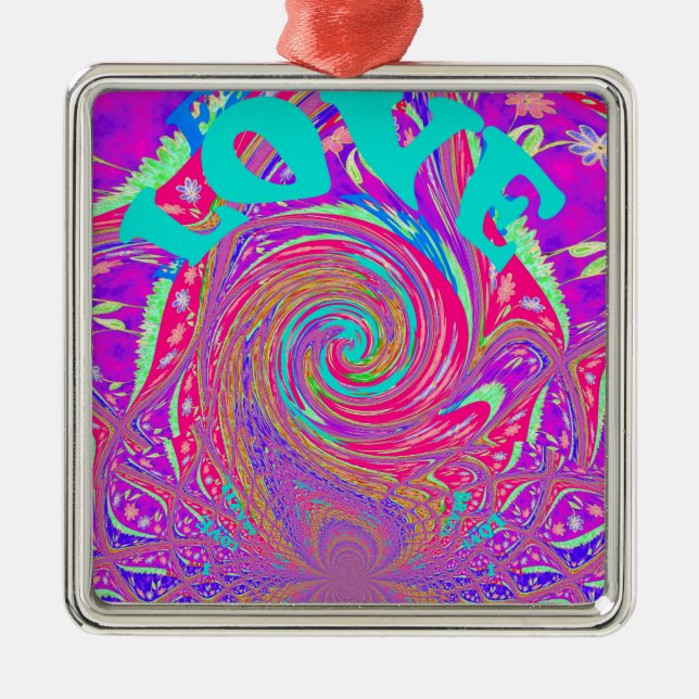 Beautiful Amazing Love Whirl Text Art Print Design Metal Tree Decoration (Front)