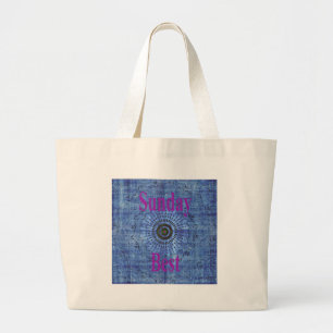 Beautiful Amazing Modern Denim Design: Sunday Best Large Tote Bag