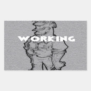 Beautiful Amazing  Pencil Sketch: Working Overtime Rectangular Sticker