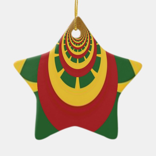 Beautiful Amazing Rasta Colours Art Print Ceramic Tree Decoration (Front)