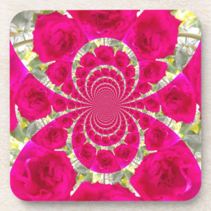 Beautiful Amazing Red Roses Kaleidoscope Pattern Coaster