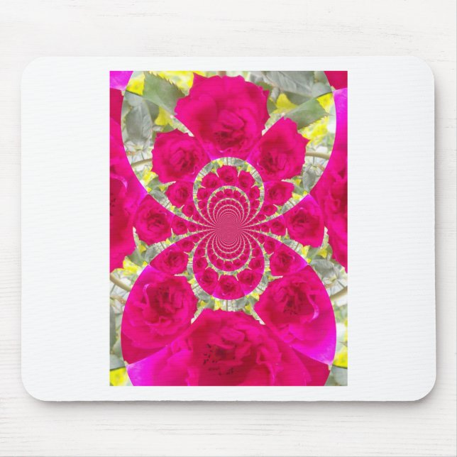 Beautiful Amazing Red Roses Kaleidoscope Pattern Mouse Pad (Front)