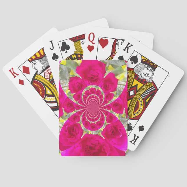 Beautiful Amazing Red Roses Kaleidoscope Pattern Playing Cards (Back)