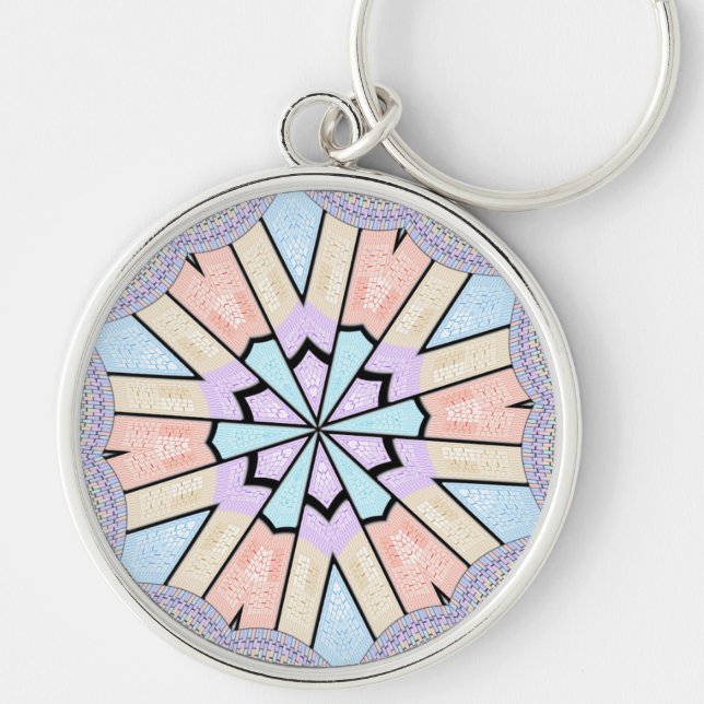 Beautiful Amazing Soft Pastel Geometric Art Print Key Ring (Front)