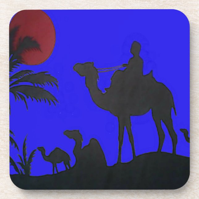 Beautiful Amazing Sunset Camel Safari Art Print Coaster (Front)