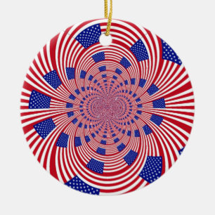 Beautiful Amazing United States Flag Kaleidoscope  Ceramic Tree Decoration