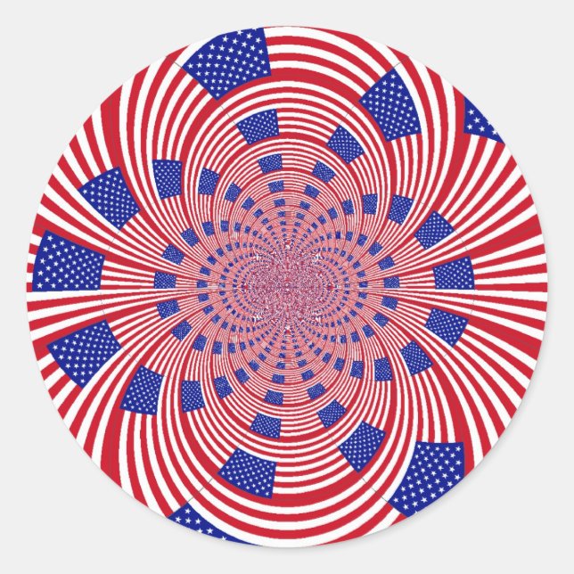 Beautiful Amazing United States Flag Kaleidoscope  Classic Round Sticker (Front)