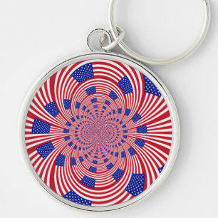 Beautiful Amazing United States Flag Kaleidoscope  Key Ring