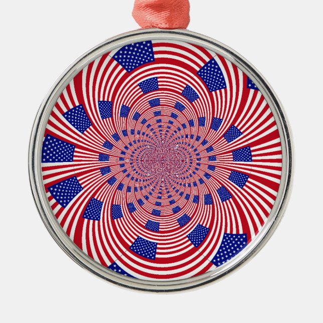 Beautiful Amazing United States Flag Kaleidoscope  Metal Tree Decoration (Front)