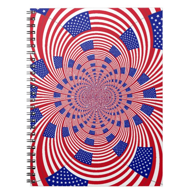 Beautiful Amazing United States Flag Kaleidoscope  Spiral Notebook (Front)