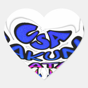 Beautiful Amazing USA Fun Text Art Pattern Design Heart Sticker