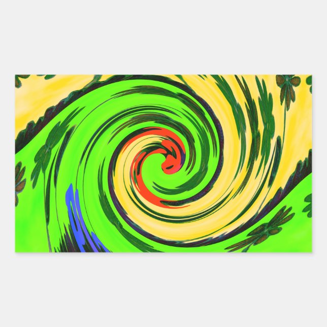 Beautiful Amazing Wavy Summer Wave Floral Colours Rectangular Sticker (Front)