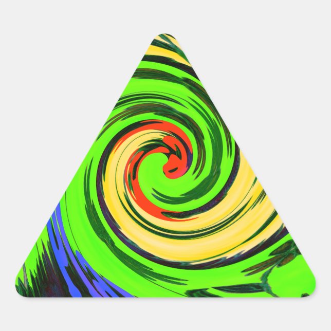Beautiful Amazing Wavy Summer Wave Floral Colours Triangle Sticker (Front)