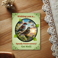 Beautiful American Tree Sparrows Get Well Postcard