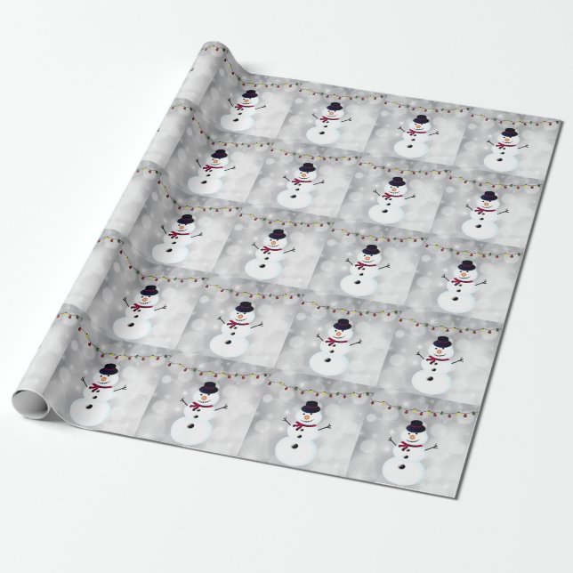 Beautiful, Amezing Christmas Snowman  Wrapping Paper (Unrolled)