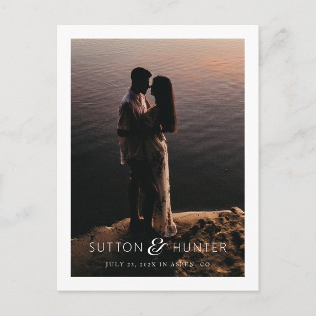 Beautiful Ampersand Modern Photo Save the Date Postcard (Front)