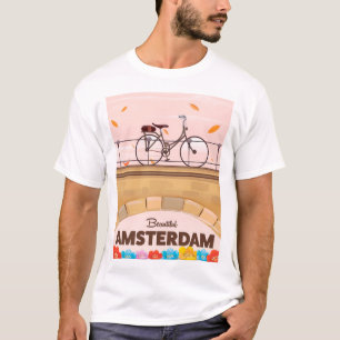 Beautiful Amsterdam cycling travel poster. T-Shirt