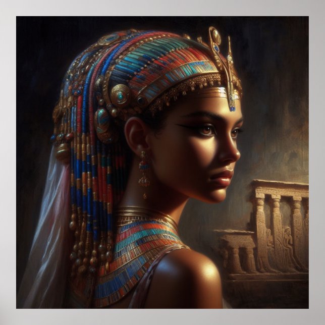 Beautiful Ancient Egyptian Queen Portrait Poster (Front)