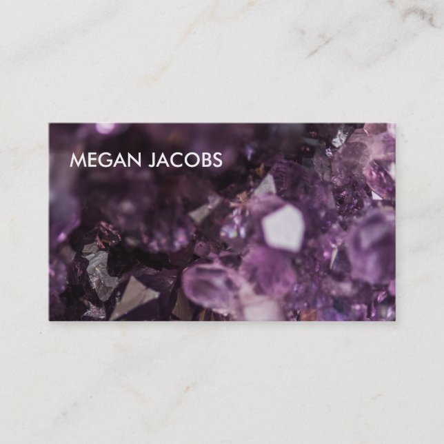 Beautiful and Bold Purple Crystal Geode Business Card (Front)