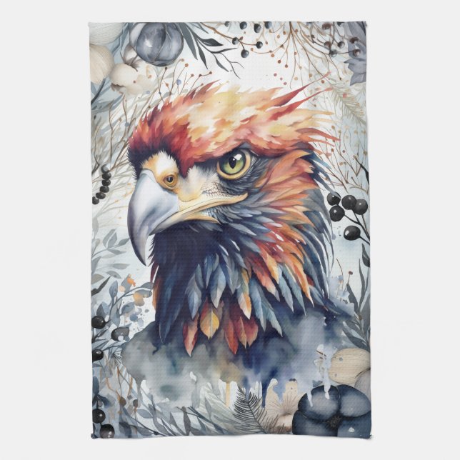 Beautiful and Colorful Bald Eagle Kitchen Towel (Vertical)