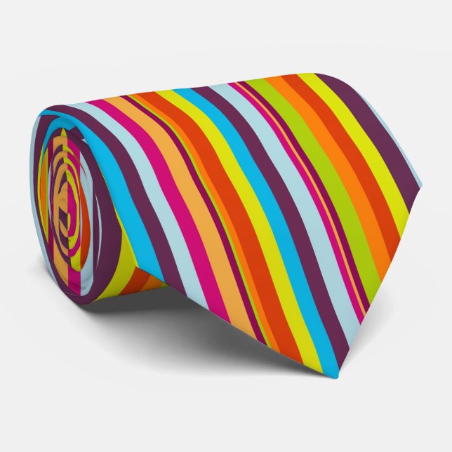 Beautiful and Colorful Vertical Stripes Necktie (Rolled)