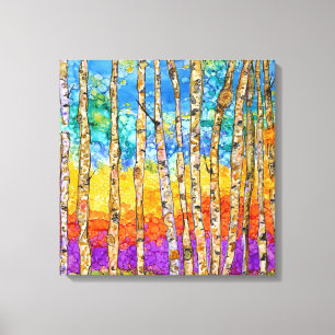Beautiful and Colourful Aspen Trees Canvas 20x20" Print