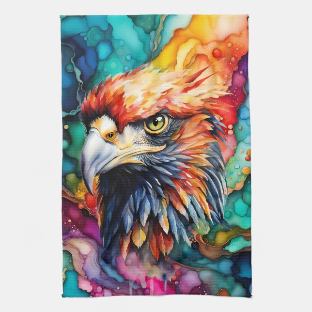 Beautiful and Colourful Bald Eagle Kitchen Towel (Vertical)