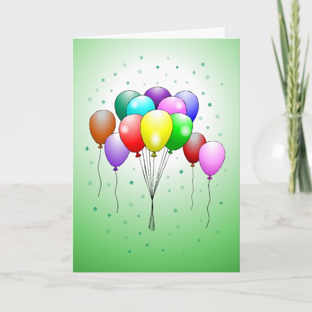 Beautiful and colourful birthday balloons Card  (Front)
