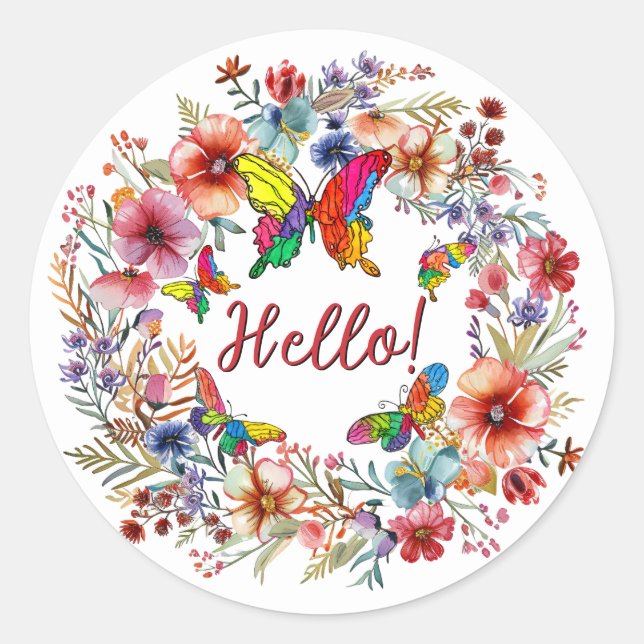 Beautiful and Colourful Butterfly Classic Round Sticker (Front)