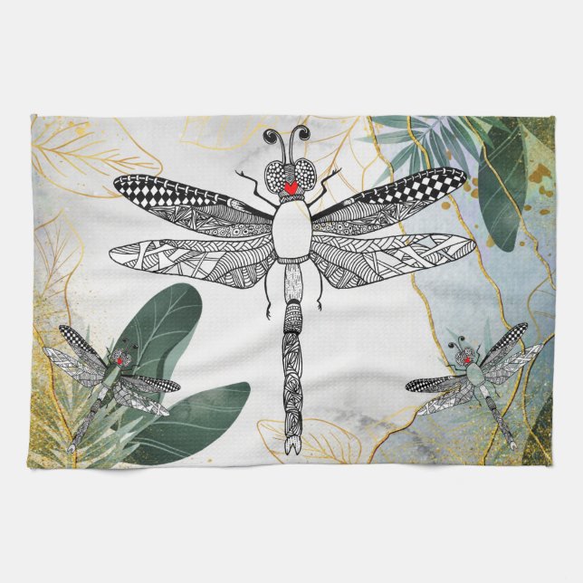 Beautiful and Colourful Dragonfly Kitchen Towel (Horizontal)