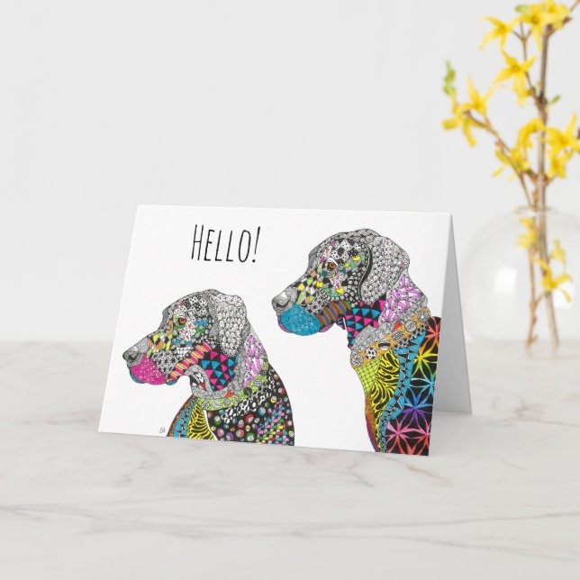 Beautiful and Colourful Great Danes Greeting Card (Yellow Flower)