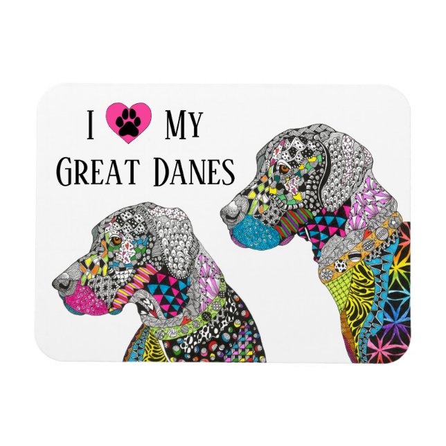 Beautiful and Colourful Great Danes  Magnet 3"x4" (Horizontal)