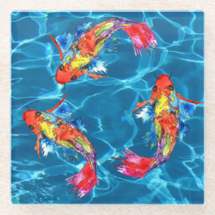 Beautiful and Colourful Koi Fish Glass Coaster