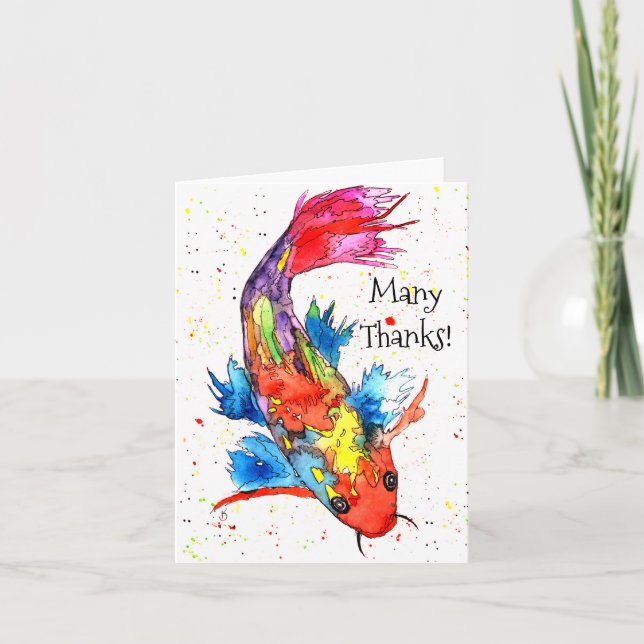 Beautiful and Colourful Koi Fish Greeting Card (Front)