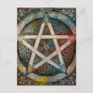 Beautiful And Colourful Pagan Pentacle Postcard
