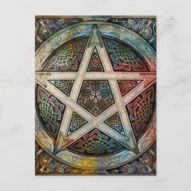 Beautiful And Colourful Pagan Pentacle Postcard (Front)