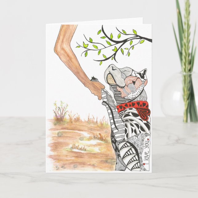 Beautiful and Colourful Pit Bull Greeting Card (Front)