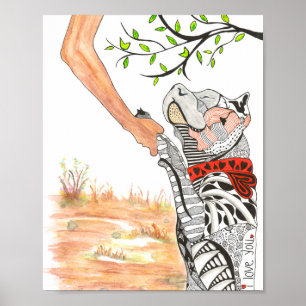 Beautiful and Colourful Pit Bull Poster - 8" x 10"