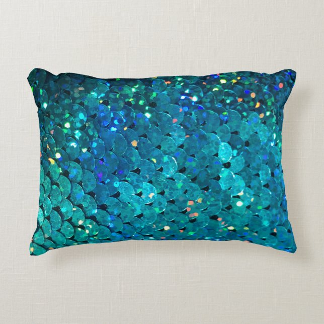Beautiful and colourful sequins sparkling under th decorative cushion (Front)