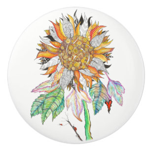 Beautiful and Colourful Sunflower Door Knob