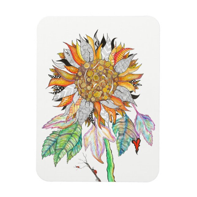 Beautiful and Colourful Sunflower Magnet 3"x4" (Vertical)