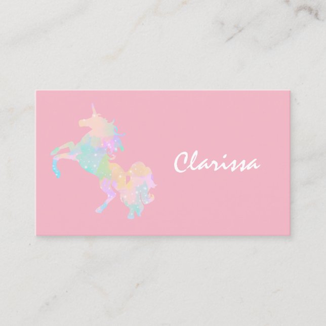 Beautiful and colourful unicorn business card (Front)