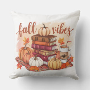 Beautiful and cosy  autumn Pumpkins and books  Cushion