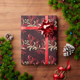 Beautiful and Elegant Damask Christmas Holiday Wrapping Paper