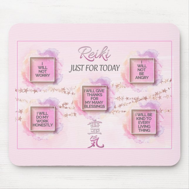 Beautiful and Unique Reiki Principles Mouse Mat (Front)