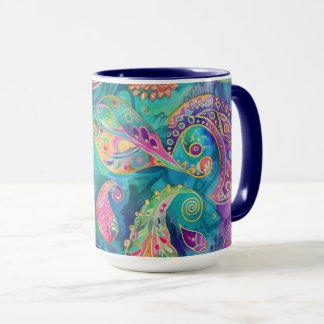Beautiful and Vibrant Whimsical Paisley Mug