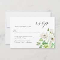 Beautiful Anemone Refined Wedding Design RSVP Card